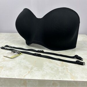 Amoena Strapless Wire Free Black Bra Size 38B